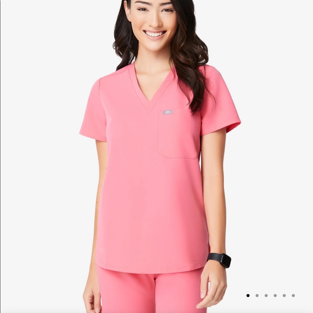 Neon Pink Figs Catarina Scrub Top (XS) - NWT